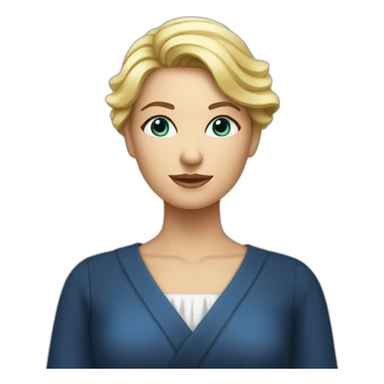 une femme blonde aux yeux bleus avec une robe d'avocate sticker