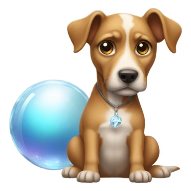 A dog with a crystal ball in lap sticker