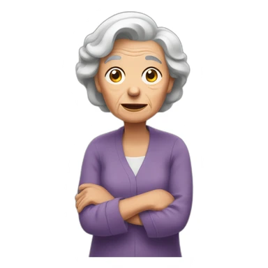 elderly woman shrugging shoulders sticker