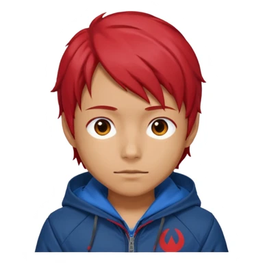 yuiji itadori jjk avec cheveux rouge veste bleu capuche rouge sticker