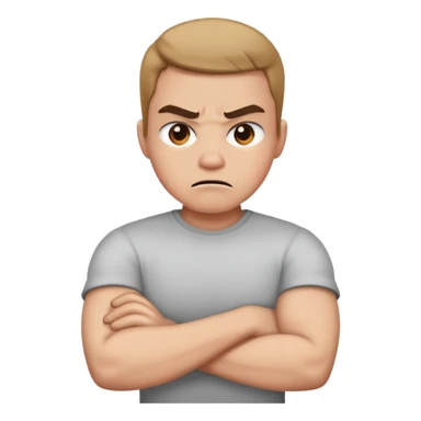 Arms crossed holding neck angry sticker