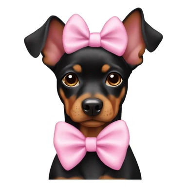 black tan pinscher big ears girly pink bow sticker