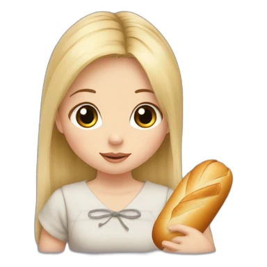 Bébé fille blonde avec baguette de pain et Totoro  sticker