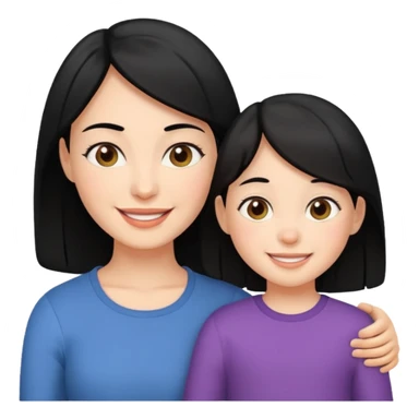 black haired mom with one daughter happy sticker