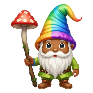 Psychedelic rainbow colored Gnome & mushroom  sticker
