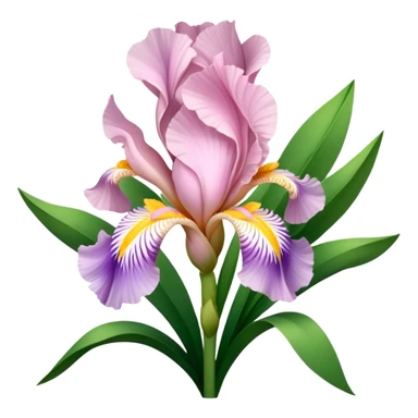 big bouquet Soft Pink Iris, luxuriant, leaf, bud sticker