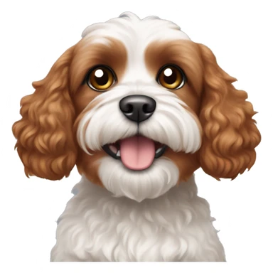 Cavoodle red brown fur with black eyes and white belly and paws sticker