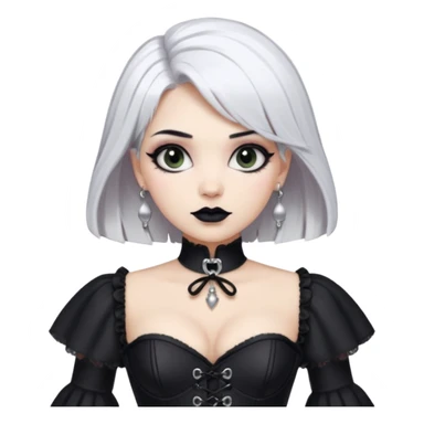 Goth woman with white hair, black eyeliner and lipstick, bell sleeve corset  sticker