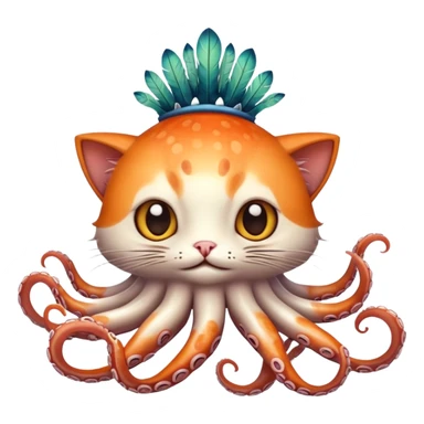 Cat squid bird all fused as one sticker