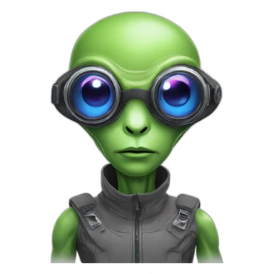 alien with augmented reality googles sticker