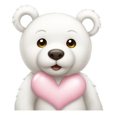 White teddy bear with light pink heart sticker