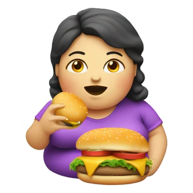 Fat lady eating cheeseburger  sticker