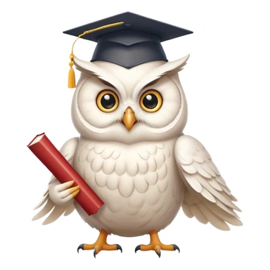 happy white Owl dancing with graduation hat and diploma in claws sticker