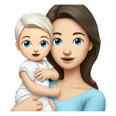mom holding newborn baby girl with blue eyes white skin dark hair and white skin newborn white girl baby sticker