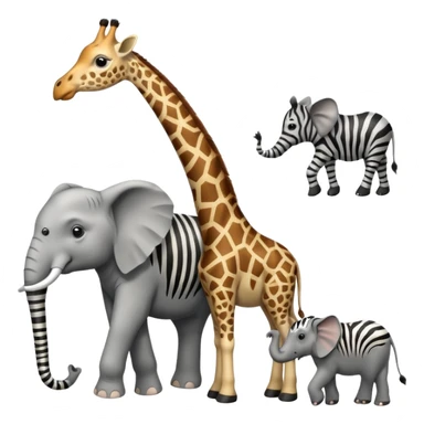 Make giraffe and zebra with no long neck and elephant sticker