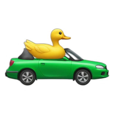Un canard qui conduit une voiture décapotable verte sticker