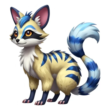 Futuristic furry fluffy floofy feathery tribal marked Genet-Absol-Furret-Zeraora-Primagen-fusion-creature  sticker