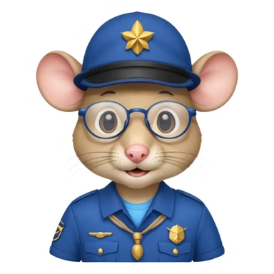 humaniod mice with a scout hat with glasses blue uniform sticker