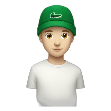 white boy using lacoste beanie with lacoste sticker