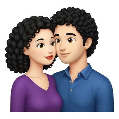 a handsome man with black curly hair tries to kiss a cute woman sticker