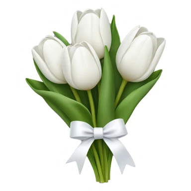 white tulip bouquet with a white bow holding the flowers together sticker