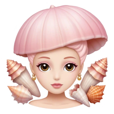 light pink couquette, shells and aesthetic sticker