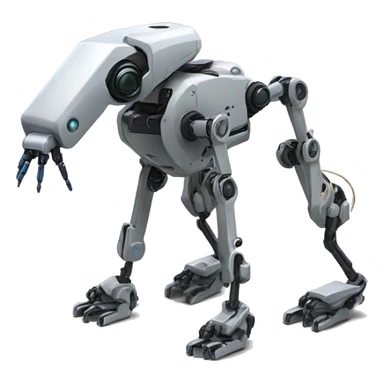 quadruped robot with 4 legs (each leg 3 degree of freedom) and manipulator (robot arm) is attached to robot base  sticker
