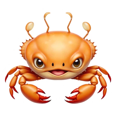Cinematic Comical Baby Crab Portrait Emoji, Head tilted dramatically with an exaggeratedly shocked expression, featuring a tiny, vibrant carapace with wide, comically expressive eyes full of playful disbelief and miniature, animated pincers, Simplified yet hilariously expressive features, highly detailed, glowing with a slightly sassy coastal glow, high shine, dramatic yet playful, stylized with an air of cheeky seaside mischief, soft glowing outline, capturing the essence of a meme-worthy baby crab that looks ready to pinch its way into viral fame! sticker