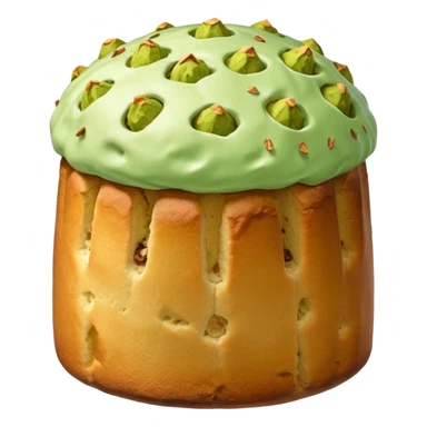 pistacchio panettone con glassa al pistacchio con la carta da panettone intorno in basso sticker