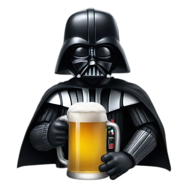 Dark vader playing vidéo gammes with a beer sticker