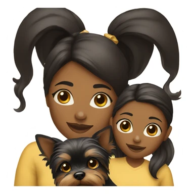 Black mother and teen daughter and yorkie dog sticker