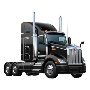 2026 Black Kenworth T680 Flat Top Semi Sleeper with stacks make realistic sticker