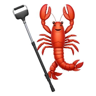 Lobster very happy jumping on pogo stick sticker