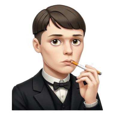 Tommy Shelby in black dress with a cig in his mouth and make his face exact  sticker