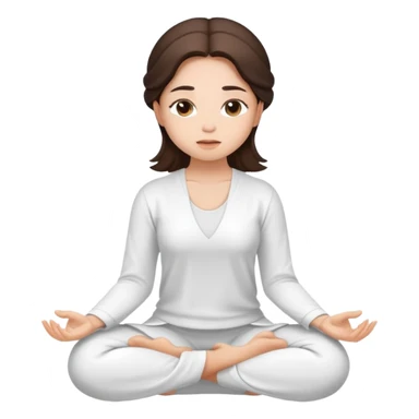brunette cute girl meditating in white outfit  sticker