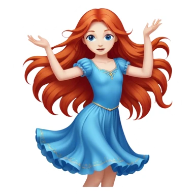 girl with long light red hair and blue eyes dancing  sticker