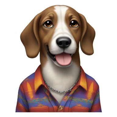 Dog wearing a Willie Nelson shirt sticker