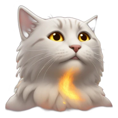 Gato con alas en un cielo de fuego sticker