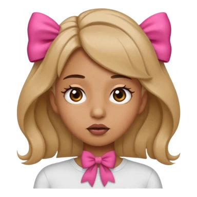 Hayır sırta emoji olsun eli ağzında olsun gözlerinde kirpik olsun kafasının yanında da kurdele olsun sticker