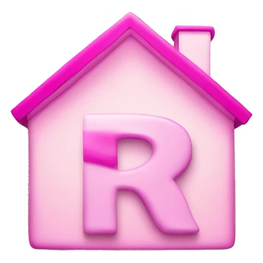 Letter R in house shaped icon, in pink sticker