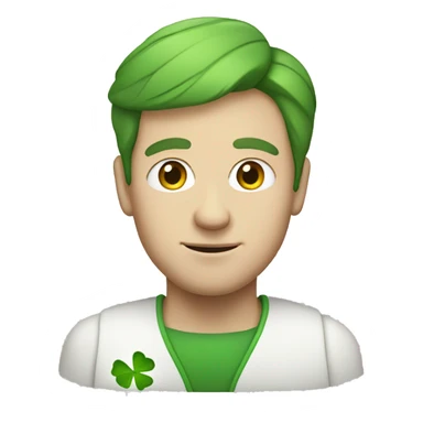 white man with four leaf clover sticker