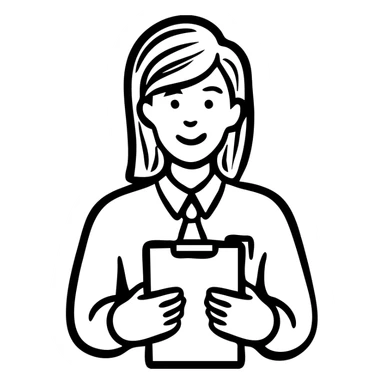 Staff manager, person in business attire with clipboard or chart, managing team members, professional leadership symbol sticker