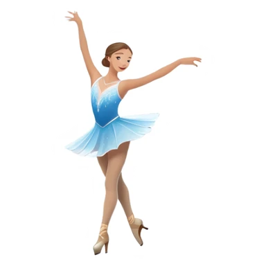 An icon showing a graceful figure skater performing a spin on the ice in a grand ice palace. The rink is illuminated by soft light beams, with cheering spectators in the stands. Snowflakes gently fall, adding to the magical atmosphere. Transparent background highlights elegance and artistry. sticker