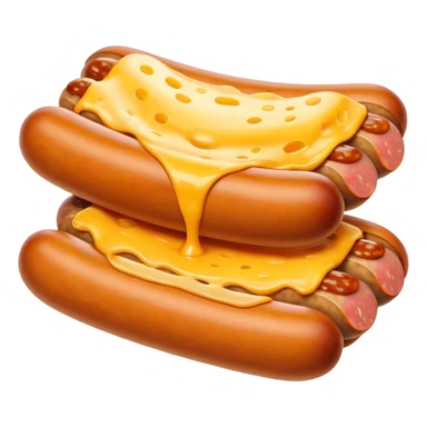 make a picture of a sausage that has been cut in half and melted cheese comes out from inside the sausage sticker