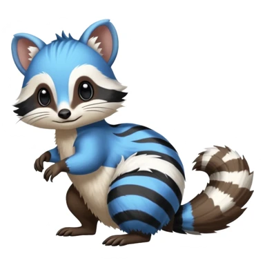 Black/White/Blue Skunk-Furret-Numbat-animal-fusion (full body) sticker