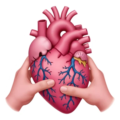 pink anatomical heart in hands sticker