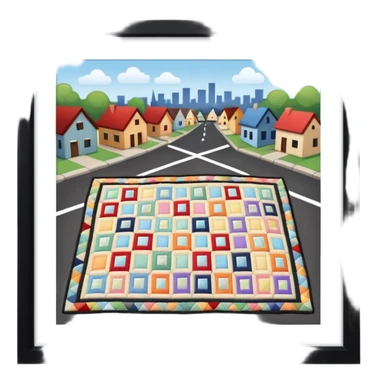 A Block saying "wifi" lying on a street in a quilt village sticker