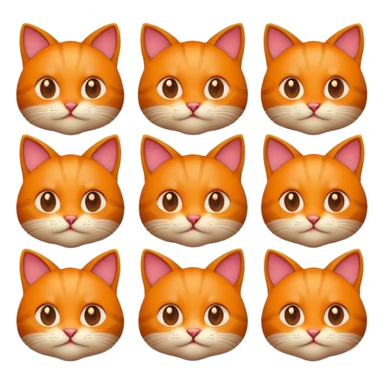 2D emoji of a cat, apple style emoji, different expression sticker