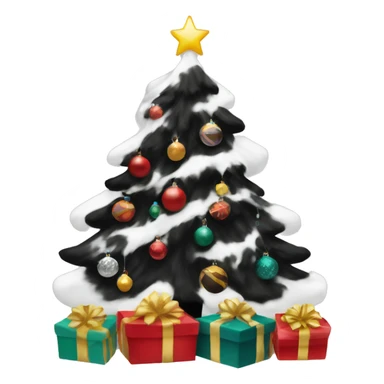 black Christmas gifts under a white Christmas tree  sticker