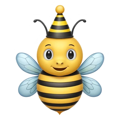 Bees with Birthday Hat, Happy bee with striped party hat sticker